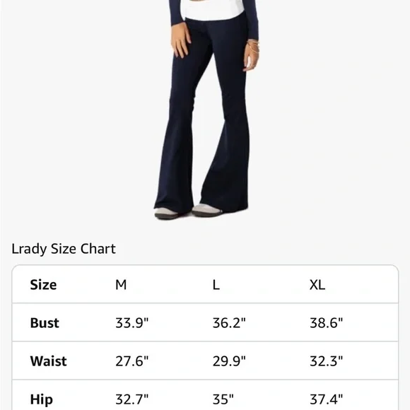 Amazon Y2K Navy and White Flare Pants fold over - Picture 7 of 9